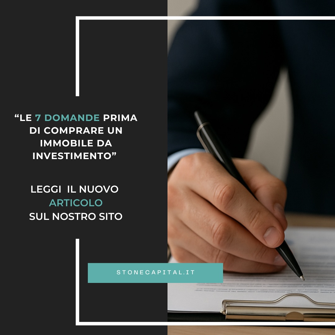 Nel mondo degli investimenti immobiliari, l’entusiasmo può spesso portare a decisioni affrettate. L’acquisto di un immobile, specialmente se destinato a generare reddito o rivalutarsi nel tempo, richiede riflessione strategica e analisi dettagliata. Prima di firmare un compromesso, ci sono 7 domande chiave che ogni investitore – alle prime armi o esperto – dovrebbe porsi. Esaminarle …

⬇️LEGGI L’ARTICOLO⬇️

https://stonecapital.it/le-7-domande-fondamentali-da-porti-prima-di-comprare-un-immobile-da-investimento/

#stonecapital.it
#investimentiimmobiliari 
#investimentirealestate
#investireinimmobili 
#immobiliaretoscana